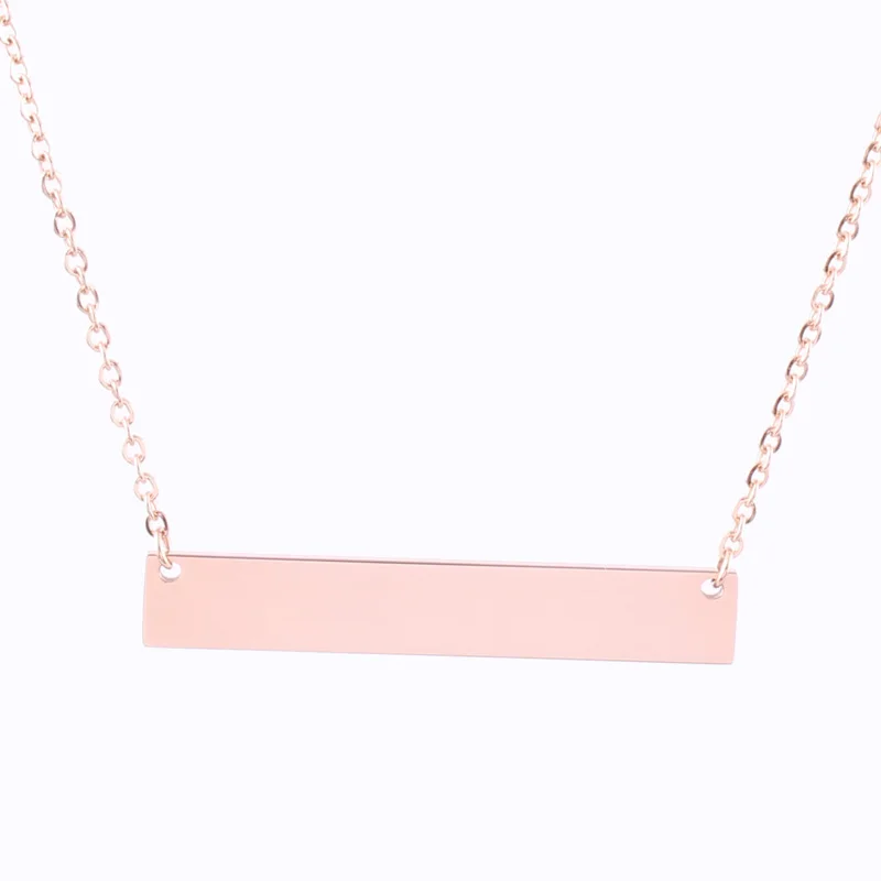 AMORUI Fashion No Fade Necklaces for Women Rose Gold/Gold/Silver Color ID Bar Pendant Statement Necklace Fashion Jewelry