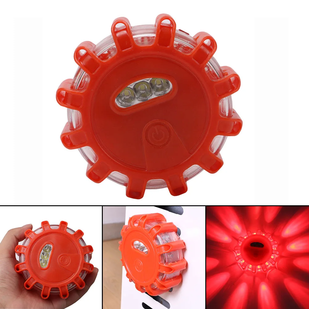 Sothat 3 Pack Led Road Flare Flashing Warning Light Roadside Flare Emergency Disc Beacon With Magnetic Base For Car Marine Boat