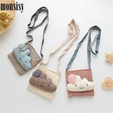 Monsisy Children Coin Purse Handbags Wallet Cotton Crossbody Bags Cartoon Kawaii Cloud Shoulder Bags Fashion Handbags Bolsa
