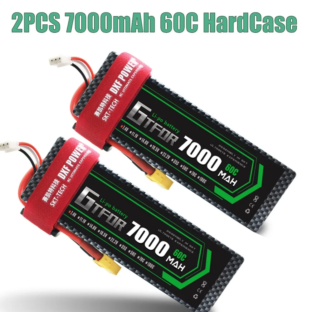 GTFDR 2 шт. RC батарея Lipo 7,4 V 11,1 V 2S 3S 6000MAH 6500MAH 6200MAH 7000mah 50C 60C 80C 100C 120C для RC Stampede автомобильный Дрон