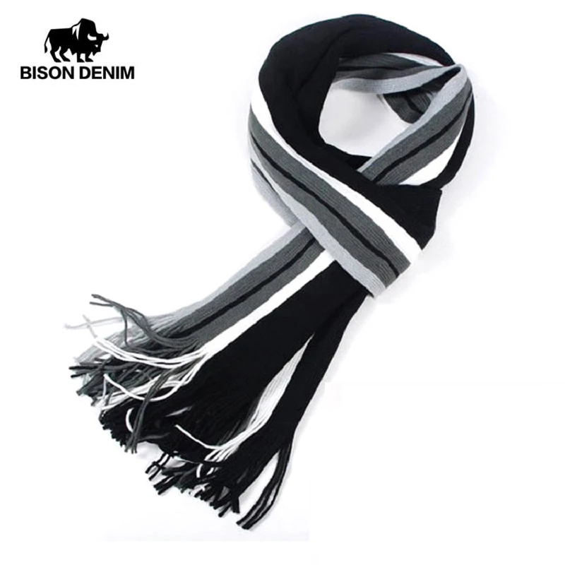 

BISON DENIM Men Scarf Fashion Design Casual Warm Winter Scarves Male Cashmere Warmer High Quality Men's Scarves K0023