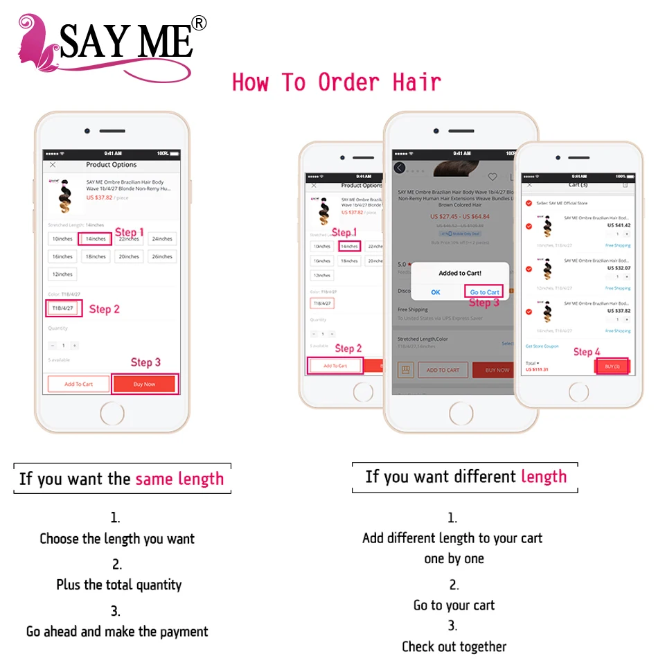 SAY ME Pre Plucked Lace Frontal Closure Brazilian Deep Wave 13*4 Ear To Ear Non Remy Three Tone Human Hair Ombre Blonde 1B/4/27