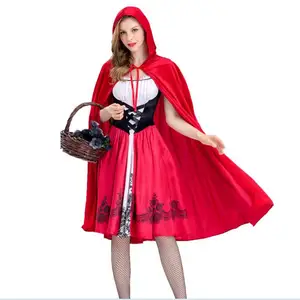 Little Red Riding Hood Costume for Women Fancy Halloween Cosplay Fantasia Dress+Cloak Cosplay Costume for Party