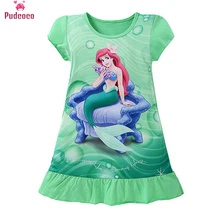 Милая одежда для маленьких девочек Детские платья для девочек платье принцессы с короткими рукавами и принтом русалки От 3 до 10 лет