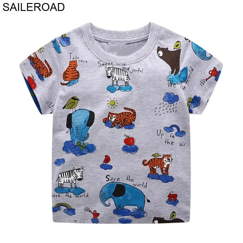 SAILEROAD 2-7Years Мультфильм Китовый Принт Дети Мальчики Футболка С Коротким Рукавом Для Летнего Младенца Дети Мальчики Топы Тис Одежда - Цвет: 6244  same picture