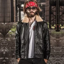 Осеннее Новое поступление повседневная мужская короткая куртка из натуральной овечьей кожи с меховым воротником высокого качества на молнии для мужчин
