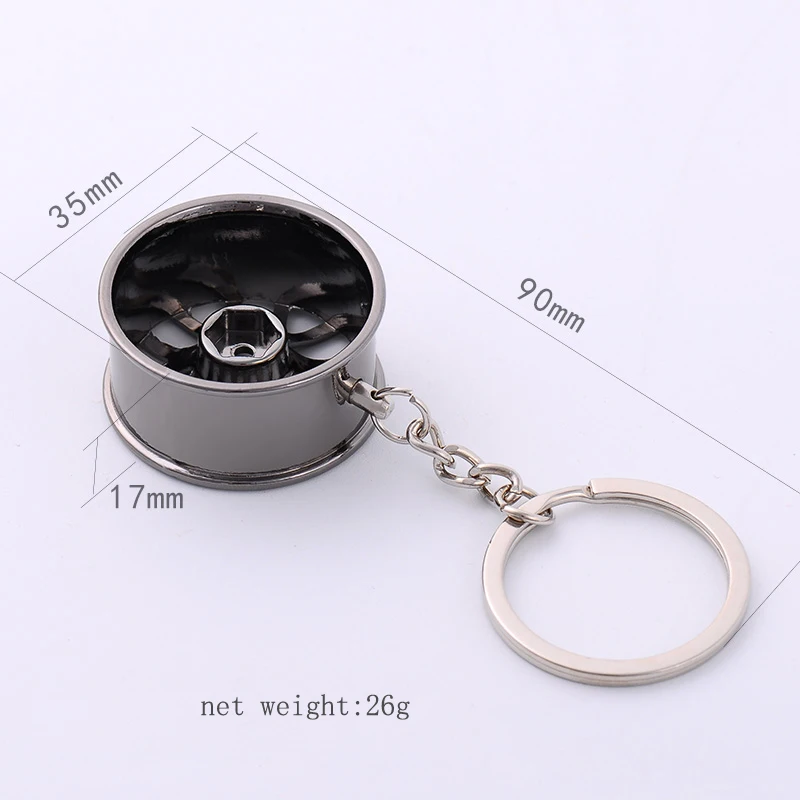 1PC wheel rim model keychain sleutelhanger high quality car key chain llaveros hombre creative wheel Custom Logo