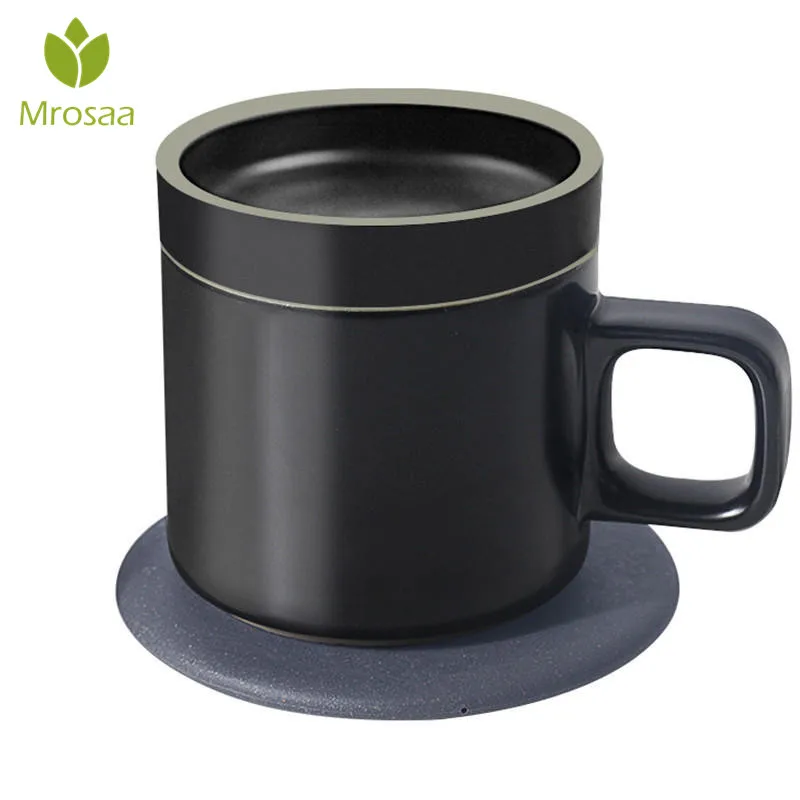 55 градусов 250 мл Smart электрическое отопление Кофе кружки Беспроводной зарядки Janpan керамики изоляции Кофе чашки топ в подарок - Цвет: Black