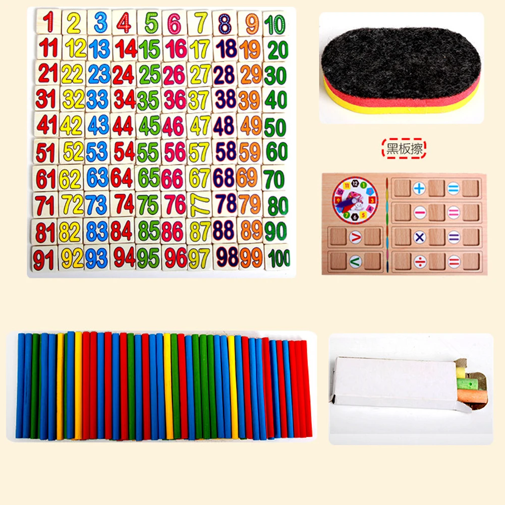 Baby Number Counting Math Toys Baby Early Montessori Educational Toys Mathematical Develop Math Wooden Toy Box Set Gift for Kids