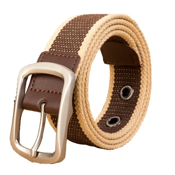 

2019 canvas belts for Men Brand Strap Male Knitted Metal Pin Buckle Vintage Unisex Cowboy Jeans Cintos mens military belts