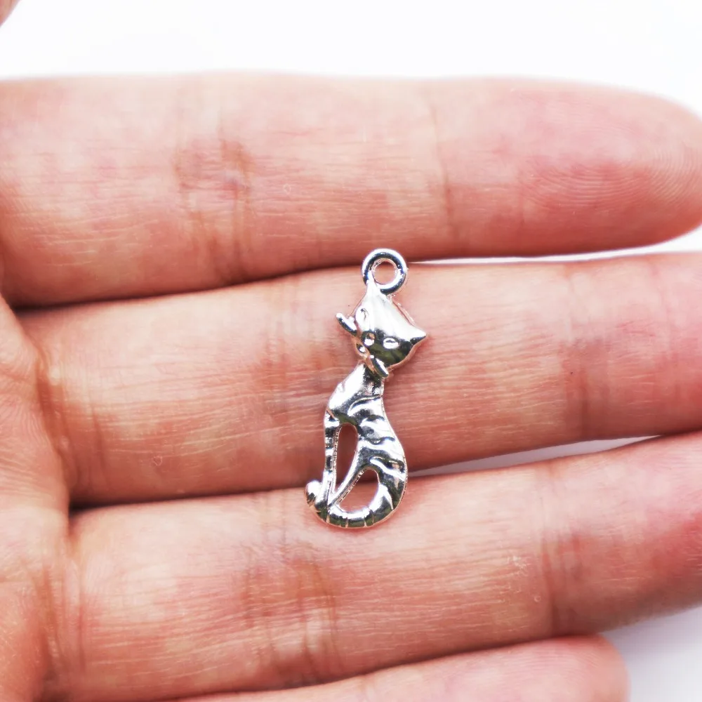 

Hot sell 35pcs metal bright silver Cat charms Pendant for Crafts Jewelry Making Accessories