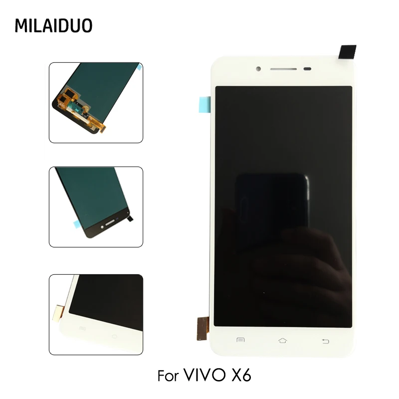 

AMOLED For VIVO X6 LCD Display OLED Touch Screen Digitizer Full Assembly Replacement 5.2 inch White No Frame