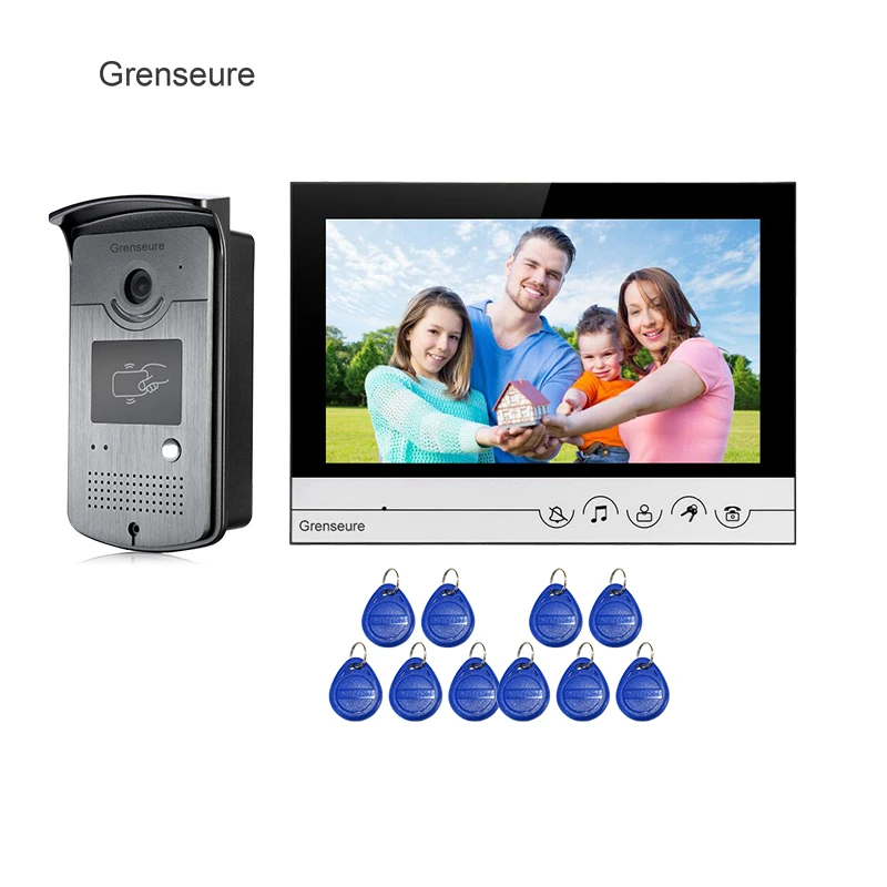 

Free Shipping NEW 9" Color Screen Video Door Phone Intercom System Silver LCD Monitor + Waterproof RFID Access Doorbell Camera