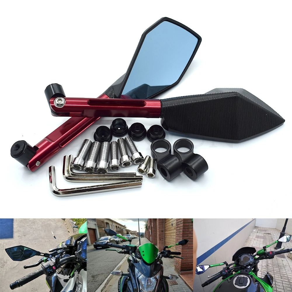 

Universal Motorcycle CNC Aluminum Rearview Mirror Side Mirror Accessories For Kawasaki ZZR600 ZX6R ZX636R ZX6RR ZX9R ZX10R Z1000