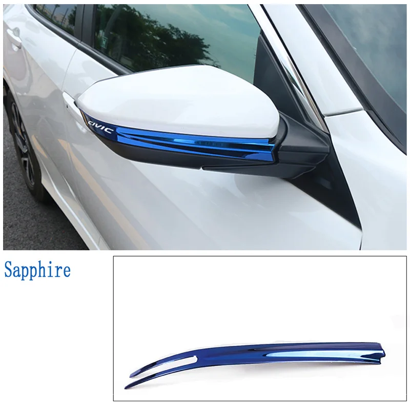 Auto Car Styling Stainless Steel Rearview Mirror Trims Stickers For Honda Civic 10th Civic Accessories - Название цвета: Blue