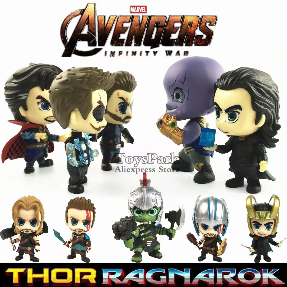 

Marvel Thor 3 Ragnarok Gladiator Avengers Infinite War Captain America HULK LOKI Dr Strange Thanos Cosbaby 3" Figure Q Cute Toys