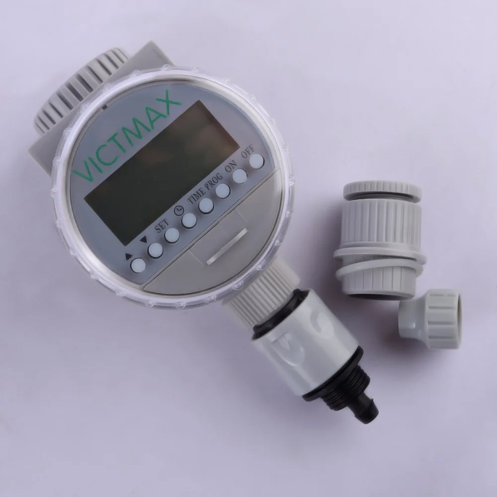 

Solar-powered Automatic Irrigation Controller Water-saving Intelligent Garden Watering System Timer with LCD Display - White