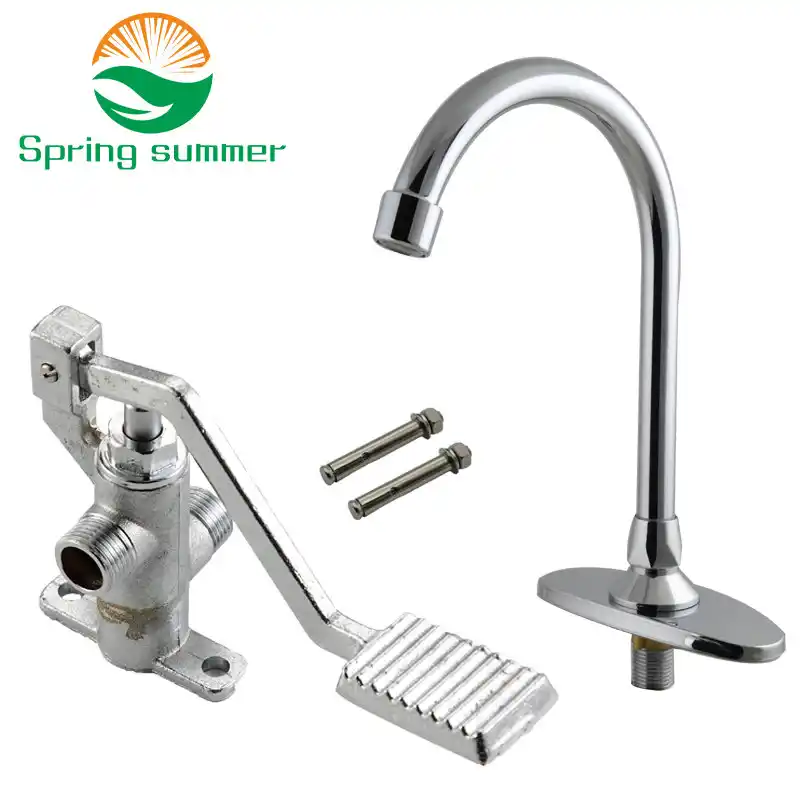 Switch Control By Floor Foot Pedal Valve Copper Bathroom Basin Faucet ...