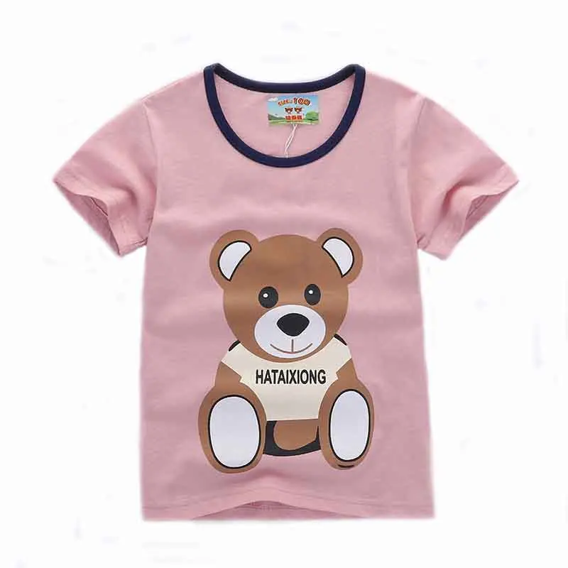

Little Boys Girls T-shirts 100% Cotton Cartoon Teddy Bear Kid T Shirt Tops Costume Summer Casual Children Clothing Pink
