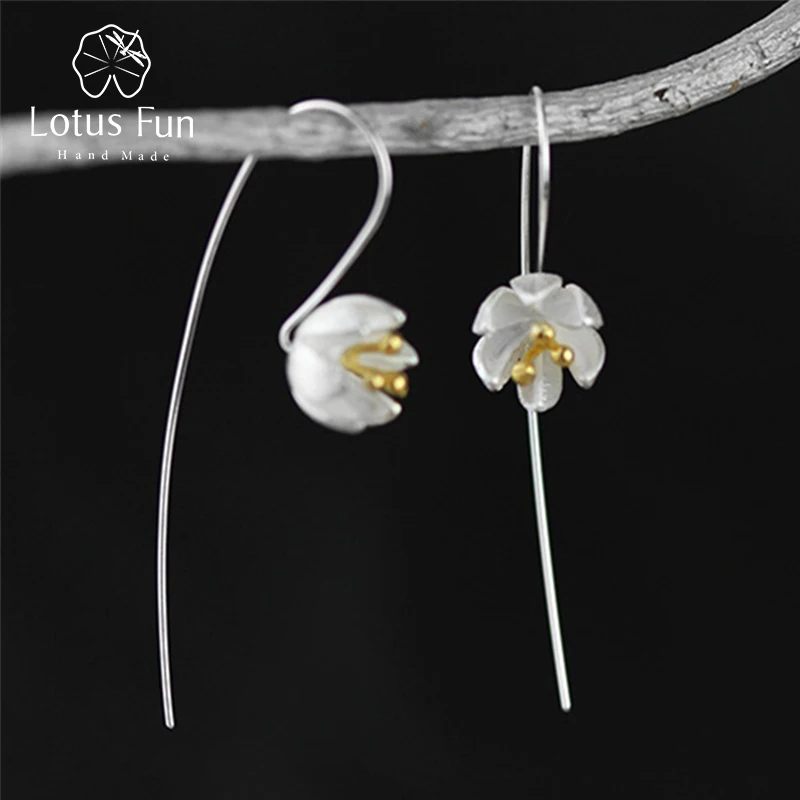 Lotus Fun реальные 925 пробы серебро Природный оригинальный ручной Fine Jewelry Винтаж