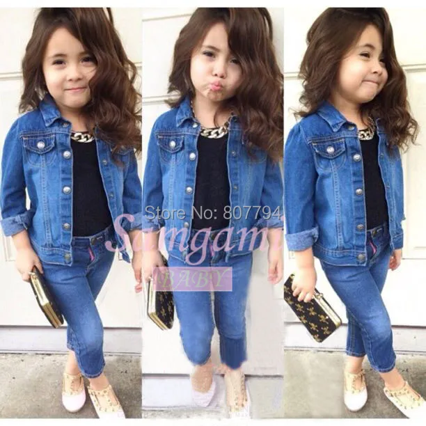 Free shipping!2015cotton denim baby girls casual fashion clothes ...