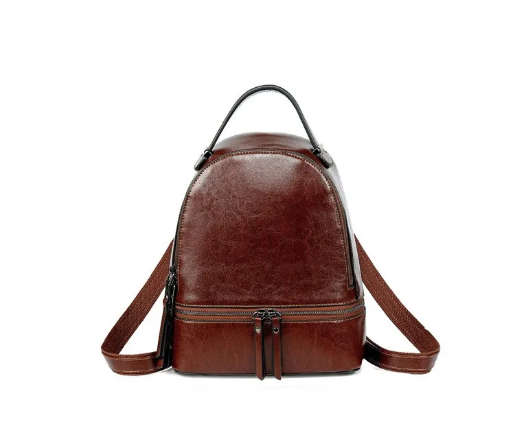 

women's genuine leather backpack pure color Multifunctional vintage college woman's backpacks