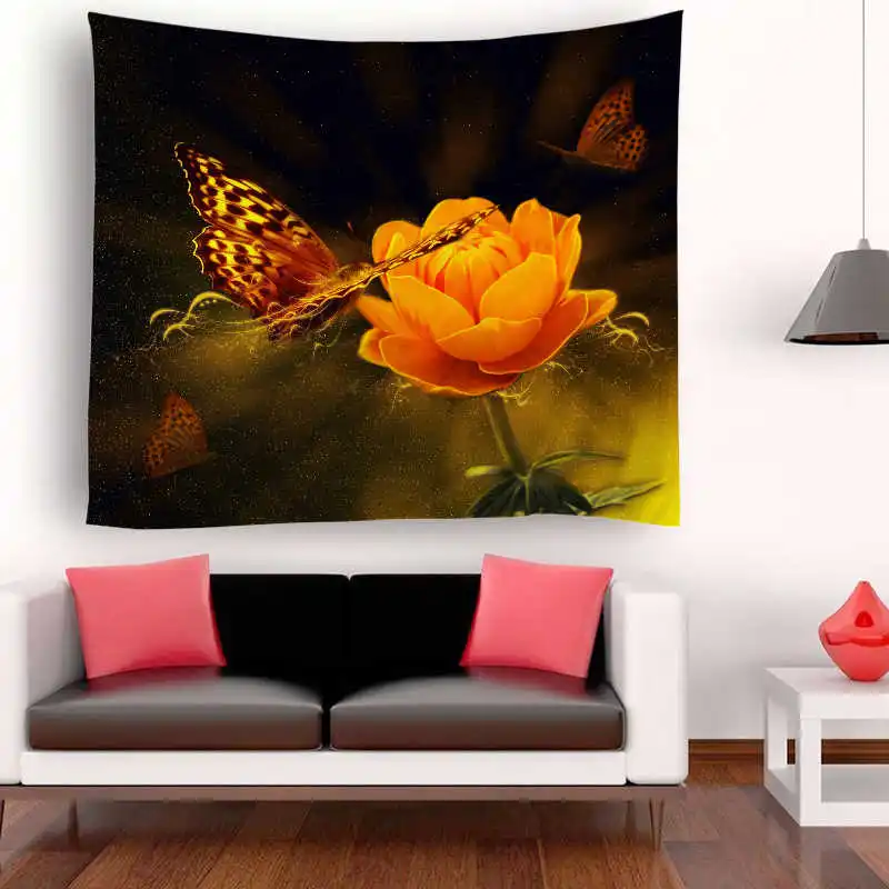 Hippie Mandala Wall Hanging Cotton Butterfly Printed Belgium Tapestry Bohemian Mandala Beach Mat For Living Room Boho Blanket