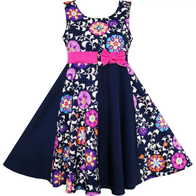 Sunny Fashion платья для девочек платье Асимметричный Цветок Галстук-бабочка Рукавов