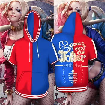 

2019 Movie Suicide Squad Harley Quinn School uniform Cosplay Costumes Summer clown Harley Quinn Short Sleeve Hoodie T-Shirt