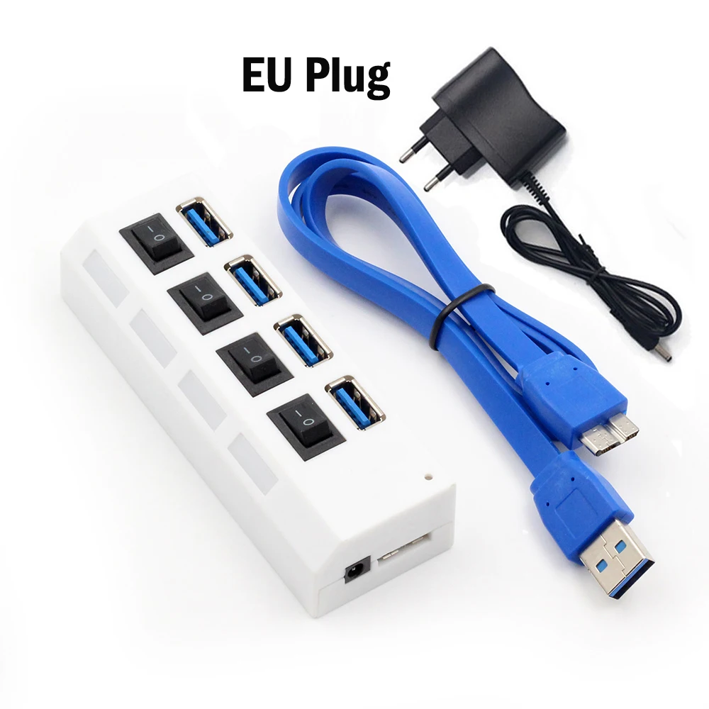 USB концентратор 3 0 высокоскоростной 4 7 портов с адаптером питания EU/US Мульти