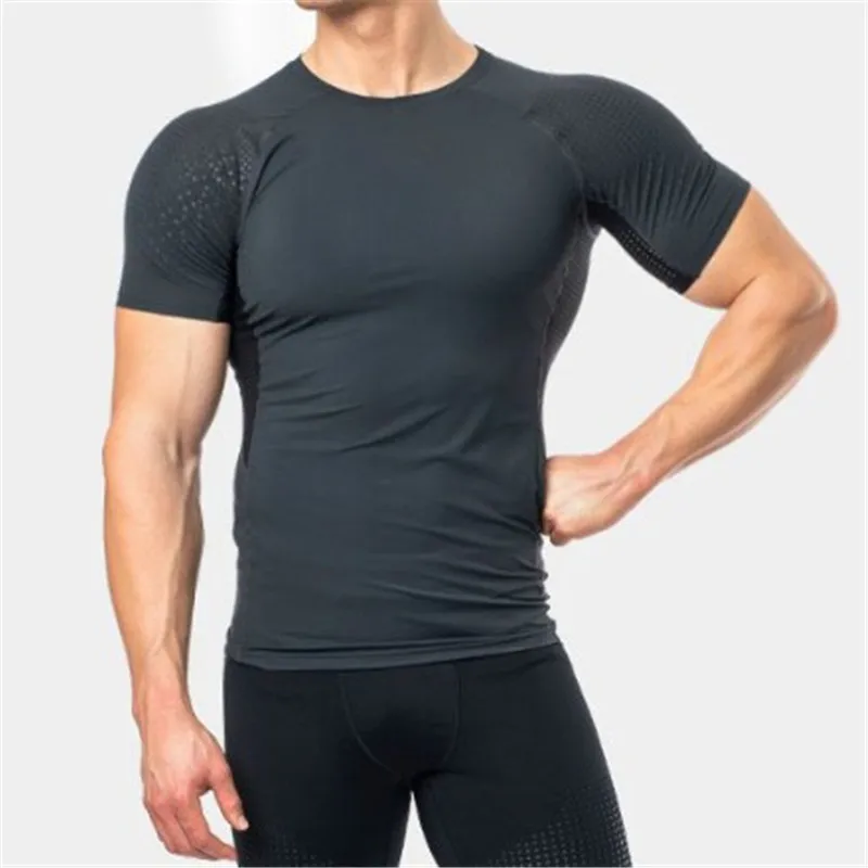 

Summer 2019 men's new casual gyms sports outdoor sports moisture absorption round collar breathable short sleeve T-shirt