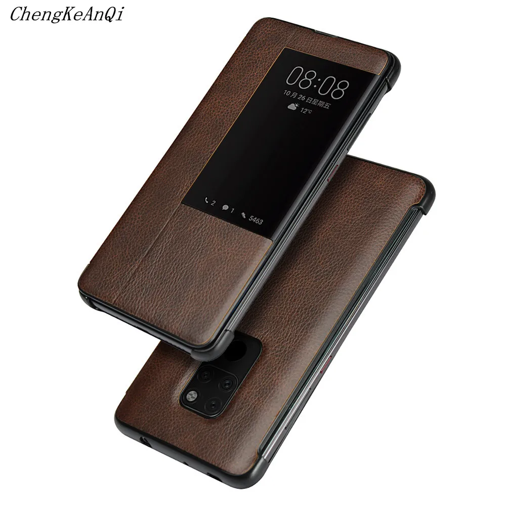 

For Huawei Mate 20 Pro Case Mate 20 Genuine Leather Flip Smart Touch View Window Cover For Huawei Mate 20 Phone Cover Case