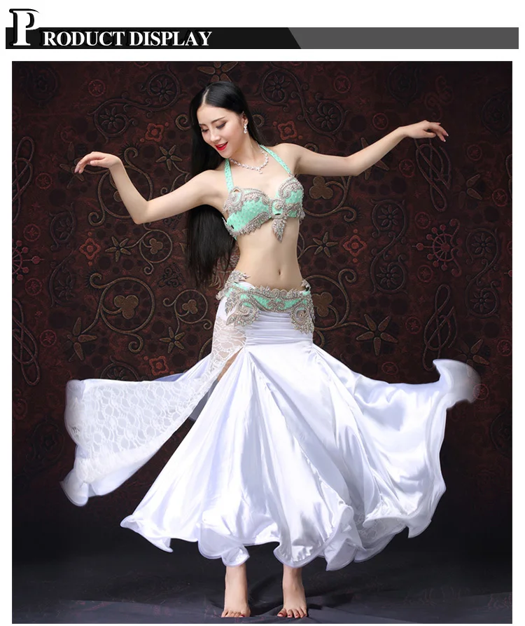 Для женщин танцевальный костюм танец живота костюм 4 шт. Топ бюстгальтер, пояс юбки