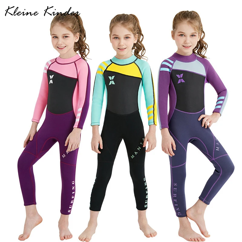 

Neoprene Wetsuit Children 2.5mm Long Sleeve Diving Clothes for Girls One Piece Keep Warm Kids Surfing Suit Wet Suit Kids Girl