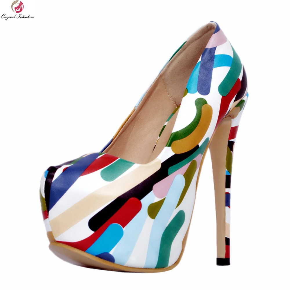 Original Intention Stylish Women Pumps Comfortable Round Toe Thin High