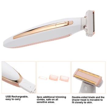 

Multifunction Rechargeable Electric Shaver Painless Body Hair Remover Portable Underarm Legs Bikini Shaver Razor Trimmer