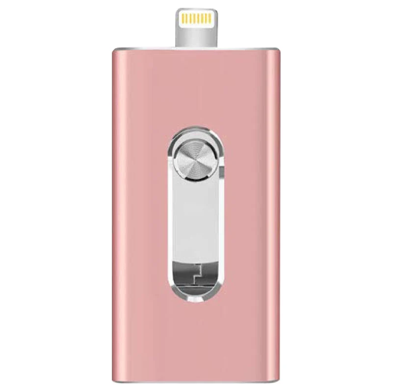 3 в 1 металлический OTG USB флэш-накопитель для планшетов IOS PC мобильный телефон Mini I Флешка 16G 32GB 64GB карта памяти для iPhone 6S 7 8 Plus - Цвет: Розовый
