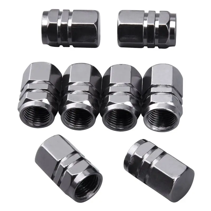 

8 Pieces Tire Stem Valve Caps Wheel Valve Covers Car Dustproof Tire Cap, Hexagon Shape Titanium Gray