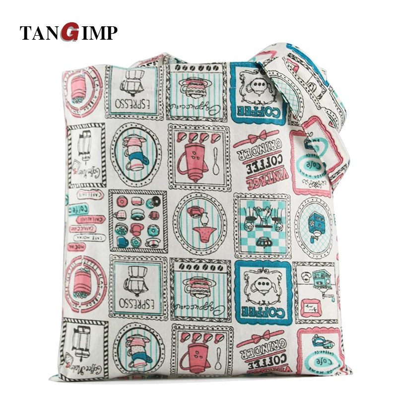 

TANGIMP 2017 Women Tea Pot Linen Canvas Shopping Handbags Shopper Eco Tote Bags Cotton bolsa compra plegable Beach Bags