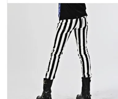black and white vertical striped pants mens