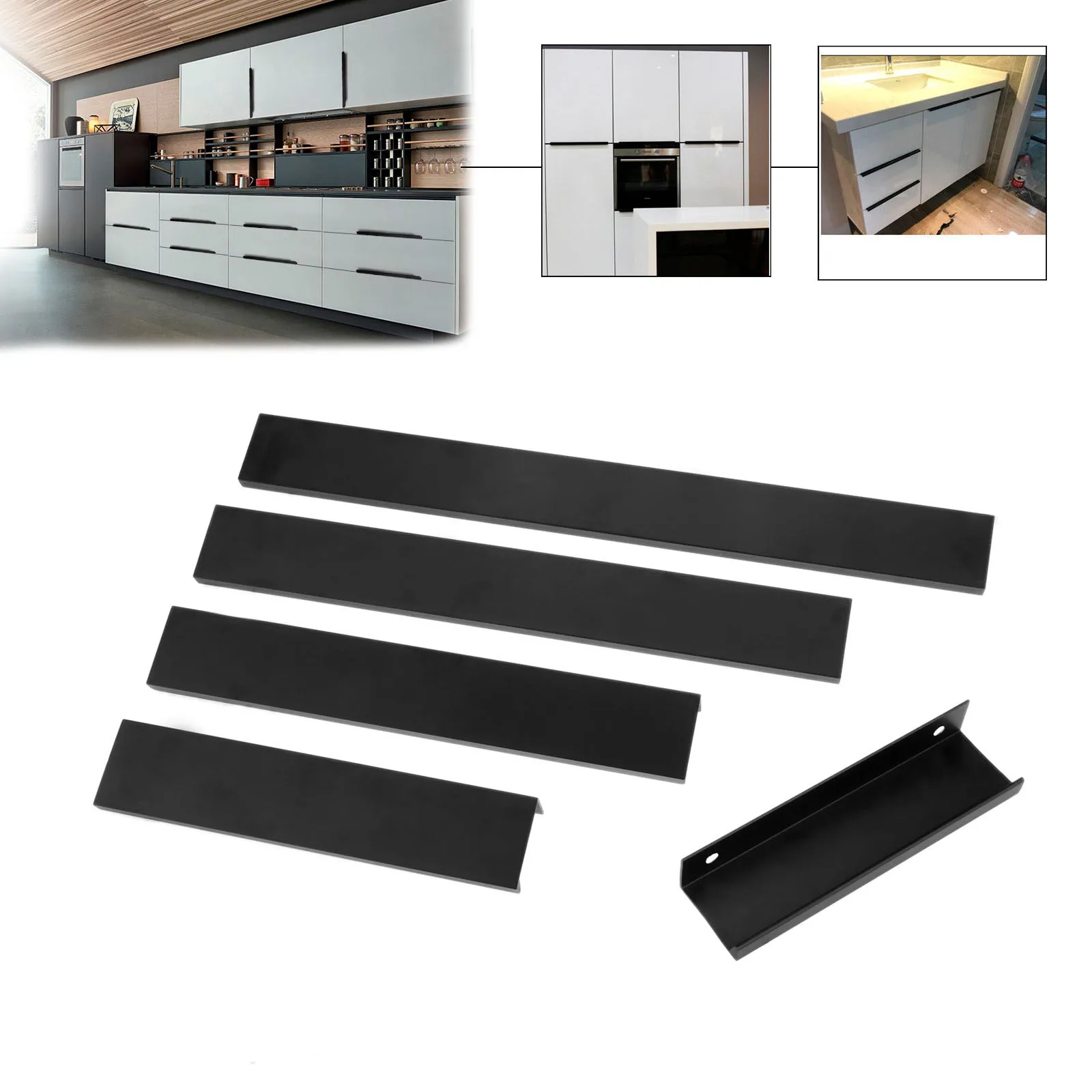 

DRELD Black Invisible Furniture Handle Hidden Cabinet Handles Zinc Alloy Kitchen Cupboard Pulls Drawer Knobs Bedroom Home Door