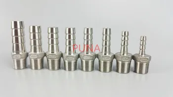 

2PCS/LOT 1/4" BSP x 8mm Hose Barb 304 Stainless steel Male thread Pipe fitting