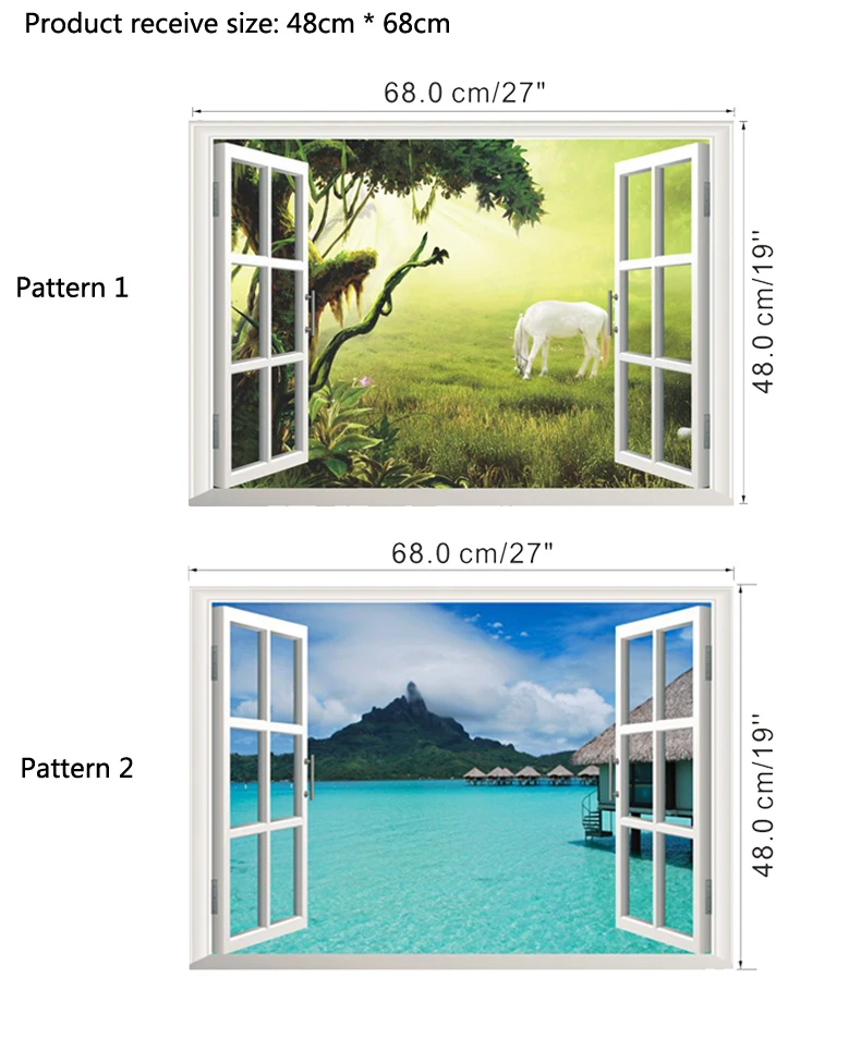 Поддельные окна 3D красивый пейзаж наклейки на стену для украшения дома гостиная спальня наклейки Фреска Плакат Наклейка на стену