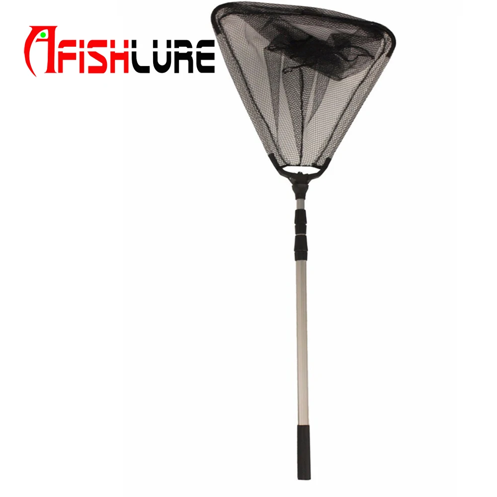

Small Mesh 1.9m Fishing Landing Net Pike Carp 6.23Ft Automatic Folding Extending Telescopic