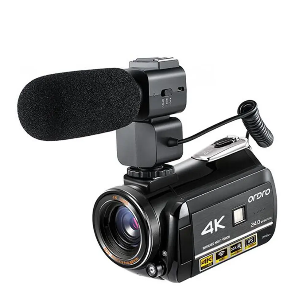 Ordro AC3 4K видеокамера Wi-Fi видеокамера (1080P 60FPS, 30X цифровой зум, 3,1 дюймовый ips сенсорный экран, инфракрасное ночное видение)-черный