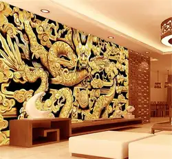 Пользовательские росписи фото 3d обои гостиная Китайский ветер Дракон 3d картина ТВ фон нетканые обои для стен 3D