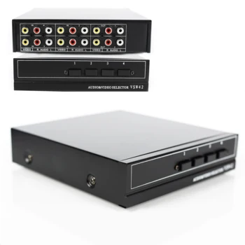 

4 Ports 2 output Composite 3 RCA Video Audio AV Switch Switcher Box Selector 4 In 1 Out 4x1 4in 2out 4x2 for HDTV LCD DVD