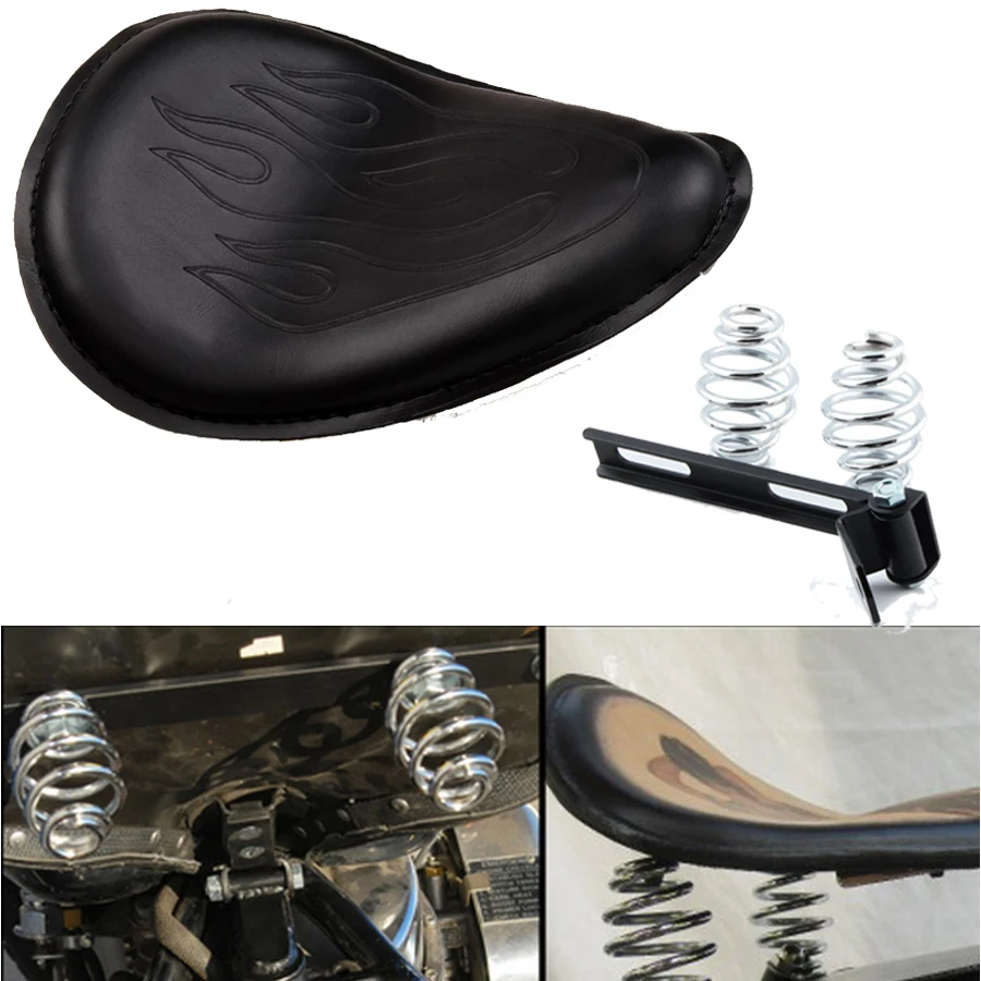 

Motorcycle Seat Bracket Springs Flame Leather Cafe Racer Seat Selle ATV for Harley Honda Yamaha Kawasaki BMW Ducati Scooter Seat