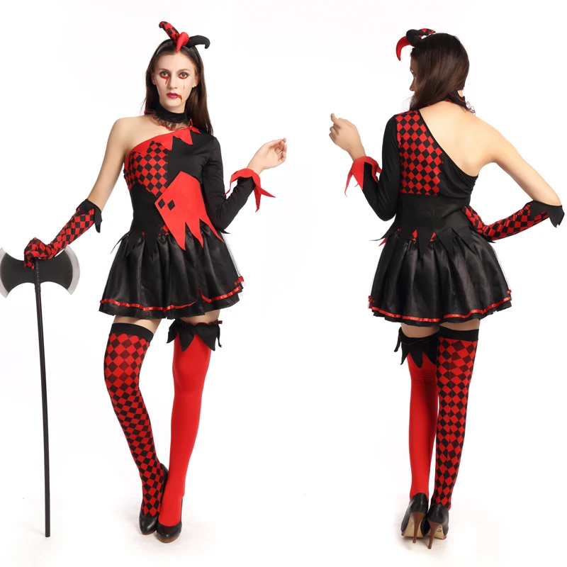 Hot Cartoon Harley Quinn Sexy Clown Costume Halloween Party COS Cosplay
