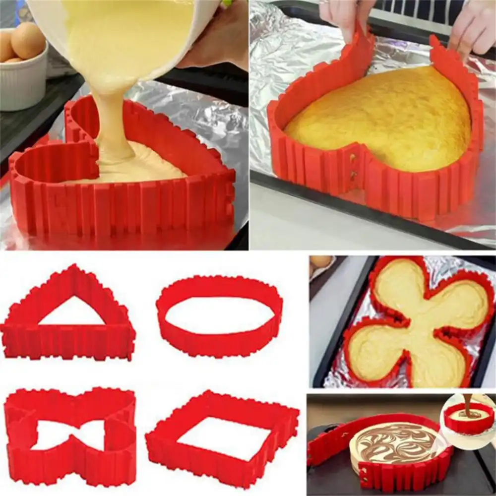4 шт./компл. Гибкая DIY силиконовая форма для торта квадратная Цветочная круглая